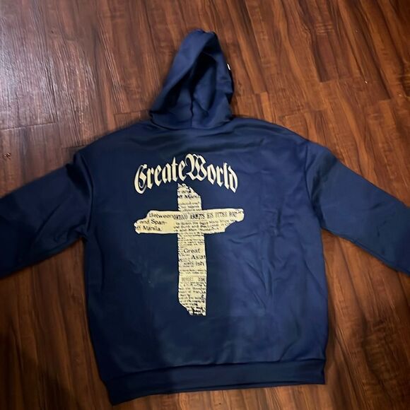 Mens Hoodie Size Large - Navy Blue BRAND NEW Hooded Sweatshirt - Picture 1 of 4